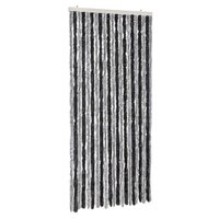 Vliegengordijn 90x200 cm chenille grijs en zwart