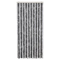 Vliegengordijn 90x200 cm chenille grijs en zwart