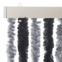 Vliegengordijn 90x200 cm chenille grijs en zwart