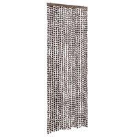 Vliegengordijn 90x200 cm chenille bruin en wit