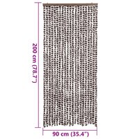 Vliegengordijn 90x200 cm chenille bruin en wit