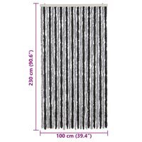 Vliegengordijn 100x230 cm chenille grijs en zwart
