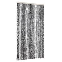 Vliegengordijn 100x230 cm chenille grijs en zwart-wit