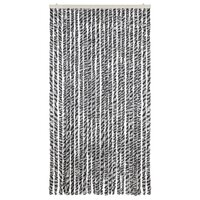 Vliegengordijn 100x230 cm chenille grijs en zwart-wit