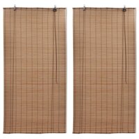 Rolgordijnen 2 st 120x220 cm bamboe bruin