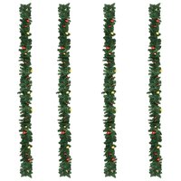 Kerstslingers 4 st met kerstballen 270 cm PVC groen