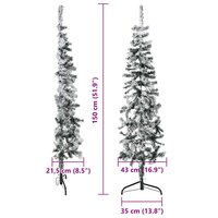 Kunstkerstboom half met sneeuw smal 150 cm