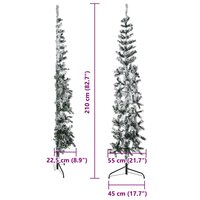 Kunstkerstboom half met sneeuw smal 210 cm