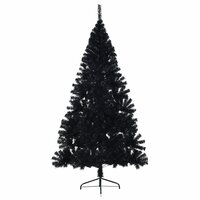 Kunstkerstboom met standaard half 210 cm PVC zwart