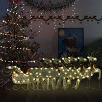 Buitenkerstversiering rendieren en slee 140 LED&#039;s goudkleurig