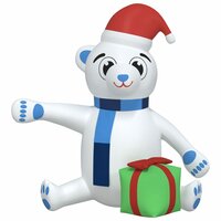 Kerstbeer met LED&#039;s opblaasbaar 180 cm