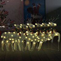 Kerstrendieren 6 st 120 LED&#039;s goudkleurig