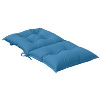 Stoelkussens 4 st lage rug 100x50x7 cm stof gem&ecirc;leerd blauw