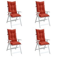 Stoelkussens 4 st hoge rug 120x50x7 cm stof gem&ecirc;leerd rood