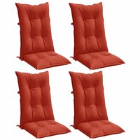 Stoelkussens 4 st hoge rug 120x50x7 cm stof gem&ecirc;leerd rood