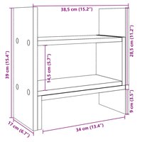 Bureau organiser 38,5x17x39 cm bewerkt hout bruin eikenkleur