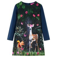 Kinderjurk met lange mouwen 92 marineblauw