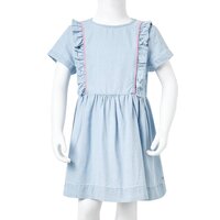 Kinderjurk met ruches 104 zachtblauw