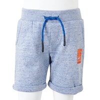 Kindershorts met trekkoord 116 gem&ecirc;leerd blauw