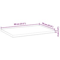 Bureaublad 80x70x4 cm onbehandeld massief acaciahout