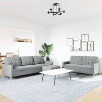 3-delige Loungeset met voetenbank stof lichtgrijs