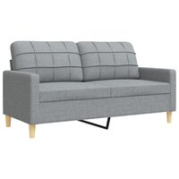 3-delige Loungeset met voetenbank en kussens stof lichtgrijs
