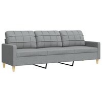 3-delige Loungeset met voetenbank en kussens stof lichtgrijs