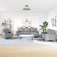 4-delige Loungeset met voetenbank en kussens stof lichtgrijs