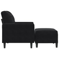 Fauteuil met voetenbank 60 cm fluweel zwart