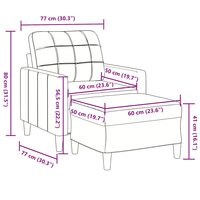 Fauteuil met voetenbank 60 cm fluweel zwart
