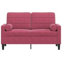 Tweezitsbank met sierkussens 120 cm fluweel wijnrood