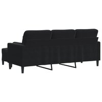 Driezitsbank met voetenbank 180 cm fluweel zwart
