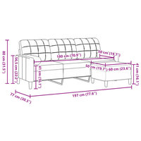 Driezitsbank met voetenbank 180 cm fluweel zwart