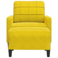 Fauteuil met voetenbank 60 cm fluweel geel