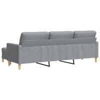 Driezitsbank met voetenbank 210 cm stof lichtgrijs