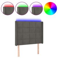 Hoofdbord LED 83x16x118/128 cm fluweel donkergrijs