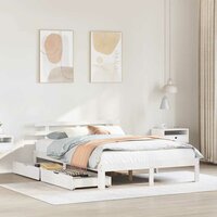 Bedframe met lades massief grenenhout wit 120x190 cm
