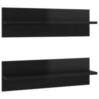 Wandschappen 2 st 60x11,5x18 cm bewerkt hout hoogglans zwart