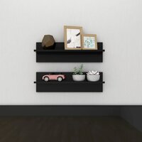 Wandschappen 2 st 60x11,5x18 cm bewerkt hout hoogglans zwart