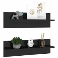 Wandschappen 2 st 60x11,5x18 cm bewerkt hout hoogglans zwart