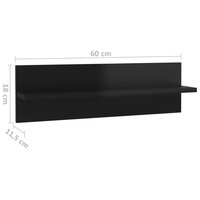 Wandschappen 2 st 60x11,5x18 cm bewerkt hout hoogglans zwart