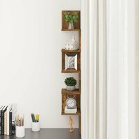 Hoekwandschap 20x20x127,5 cm bewerkt hout gerookt eikenkleurig