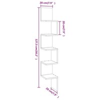 Hoekwandschap 20x20x127,5 cm bewerkt hout gerookt eikenkleurig
