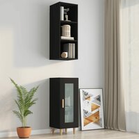 Wandkast 34,5x32,5x90 cm bewerkt hout zwart