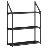 Wandrek 3-laags 60x21x78,5 cm bewerkt hout zwart