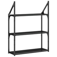 Wandrek 3-laags 60x21x78,5 cm bewerkt hout zwart