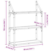 Wandrek 3-laags 60x21x78,5 cm bewerkt hout zwart