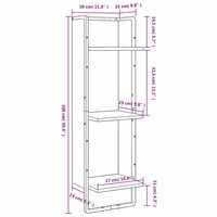 Wandrek 3-laags 30x25x100 cm bewerkt hout sonoma eikenkleurig