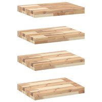 Wandschappen 4 st zwevend 60x30x4 cm onbehandeld acaciahout