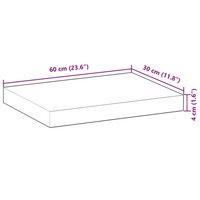 Wandschappen 4 st zwevend 60x30x4 cm onbehandeld acaciahout